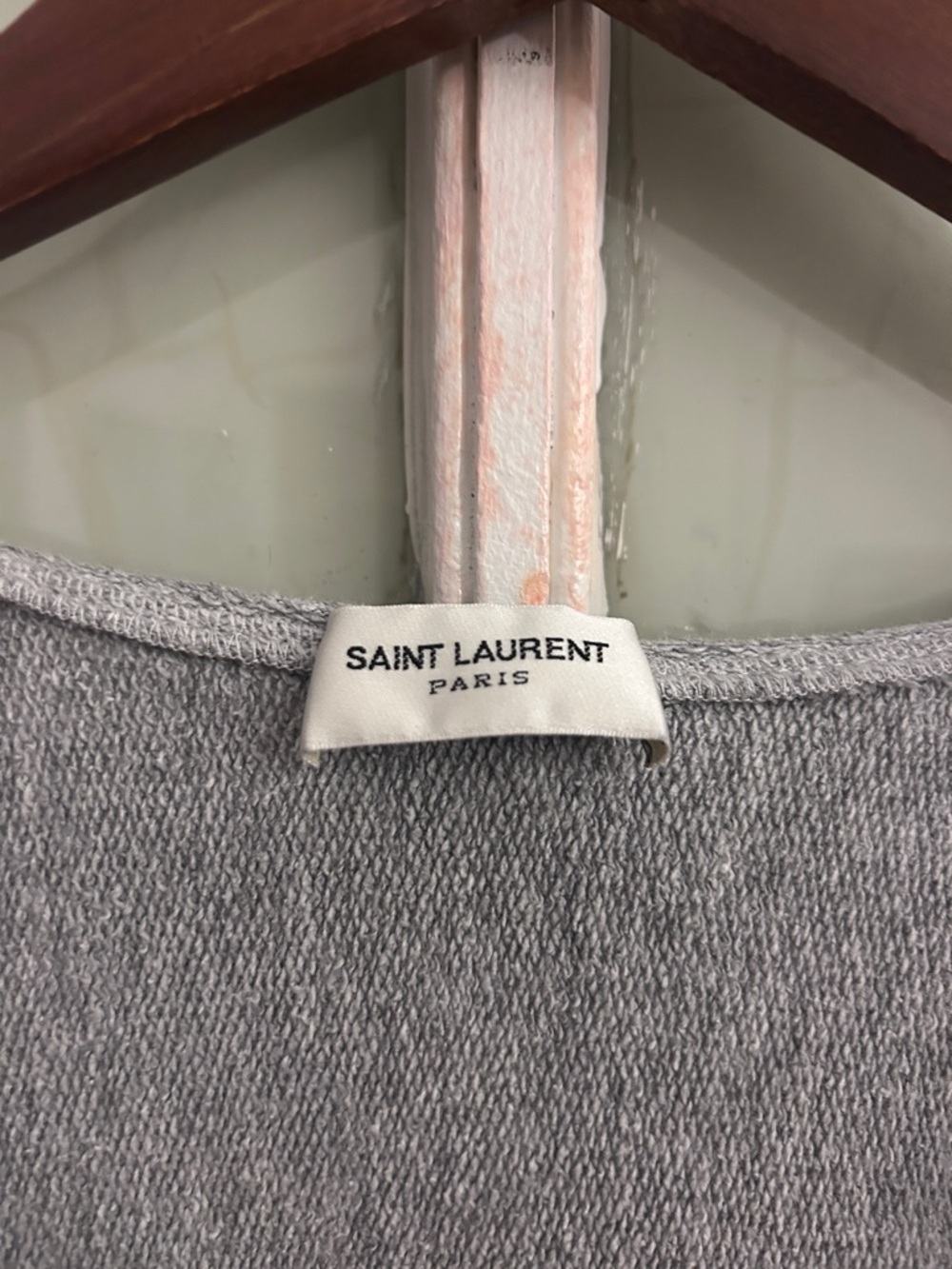 Saint Laurent Paris Gray Lace-Up V-Neck Sweatshirt - Picture 3 of 6